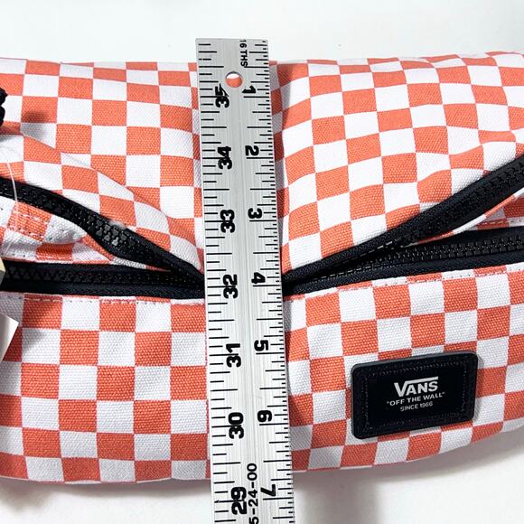 Vans Ward Crossbody Pack Bag Checkered Orange White Zippers Belt Fanny Pack New - Picture 11 of 12
